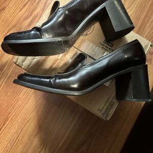 Vintage Coach brown chunky heeled loafers size 8.5